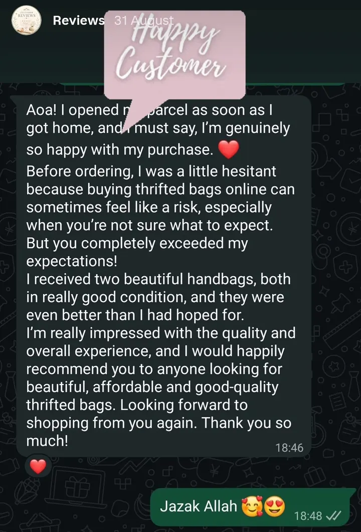 Customer review from Instagram
